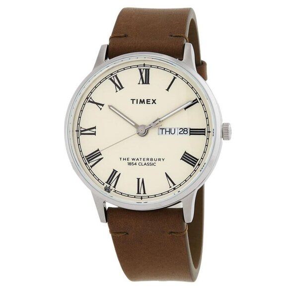 NWT Authentic Timex Waterbury Classic Quartz Cream Dial Men's Watch TW2W50600 - Picture 1 of 3